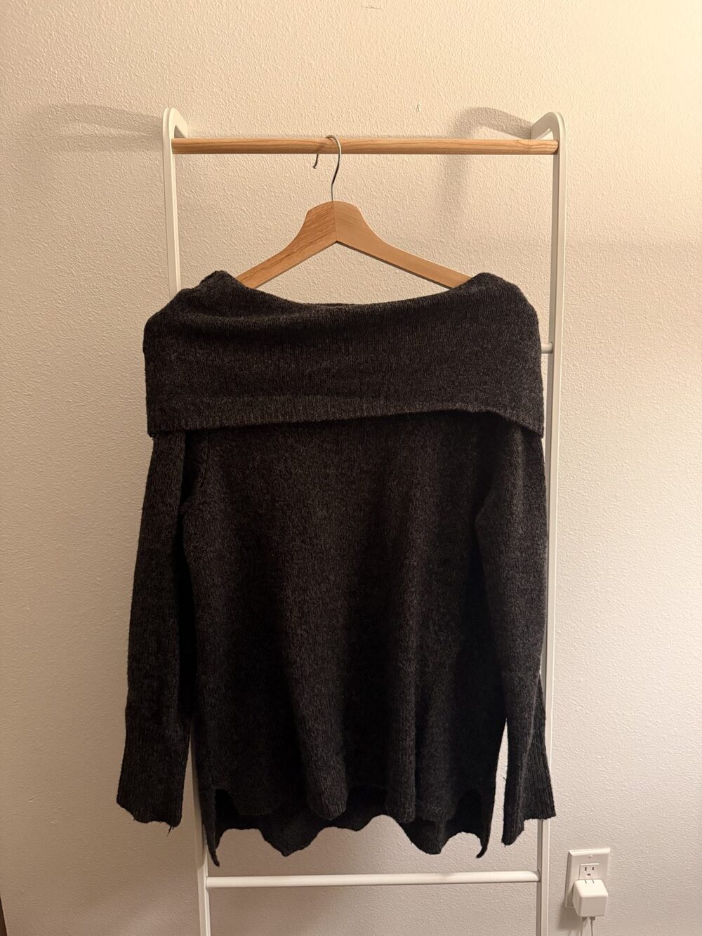 DKNY Jeans Off Shoulder Sweater Charcoal M